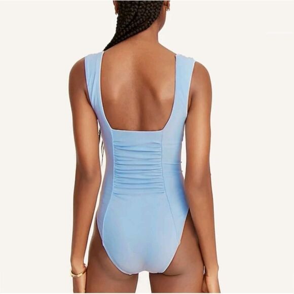 NWT J.CREW One Piece Bathing Suit | Size 22 | Blue Mist | Ruching Detail - Picture 4 of 10